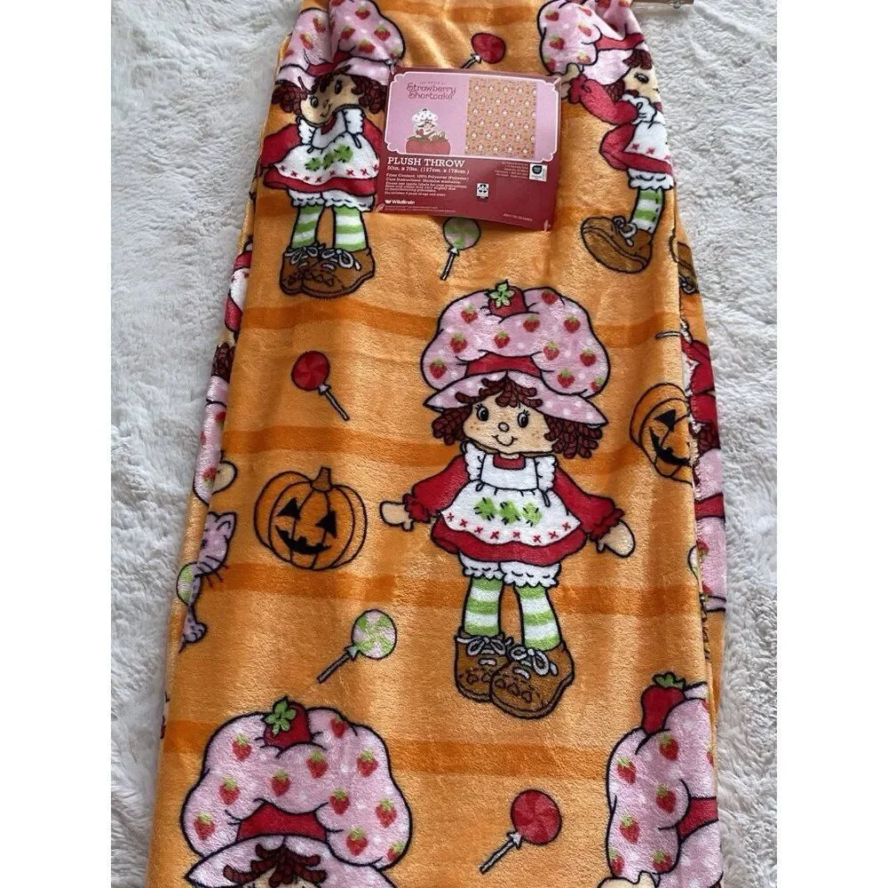 Strawberry Shortcake Orange Halloween Pumpkin Plush Throw Blanket‎ 50 X 70” NEW
